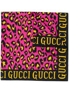 Gucci платок с леопардовым принтом