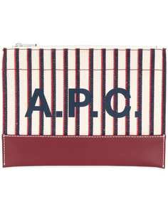 A.P.C. полосатый клатч с логотипом