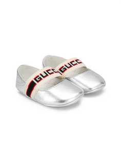 Gucci Kids балетки с ремешками и логотипом