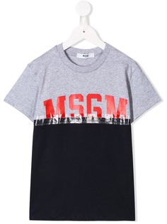 Msgm Kids футболка в стиле колор-блок с логотипом