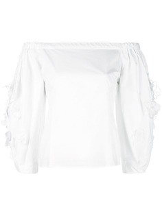 Josie Natori poplin off the shoulder top