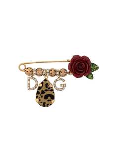 Dolce & Gabbana брошь с логотипом и розой