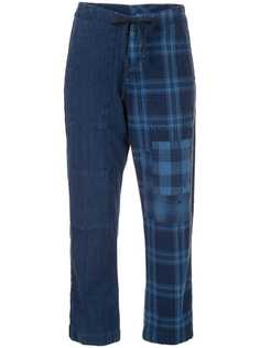 Greg Lauren брюки из денима с клетчатыми вставками
