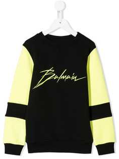 Balmain Kids толстовка с контрастными рукавами и логотипом