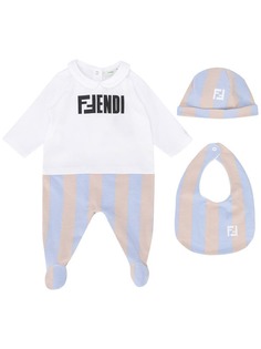 Fendi Kids комплект для новорожденного с логотипом