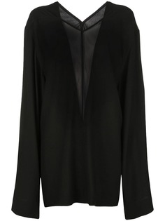 Rick Owens блузка оверсайз с прозрачной вставкой