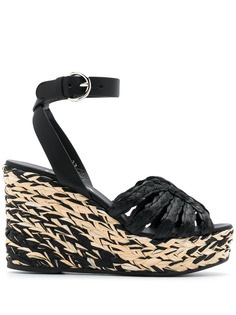 Prada raffia wedge sandals