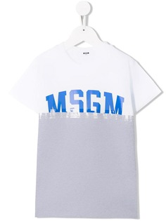 Msgm Kids рубашка с принтом логотипа и вставками