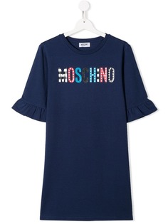 Moschino Kids платье-футболка с принтом логотипа