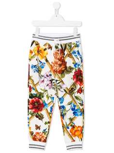 Dolce & Gabbana Kids брюки со шнурком на талии и цветочным принтом