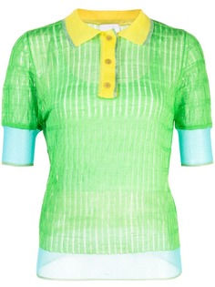 i-am-chen silk panelled polo top