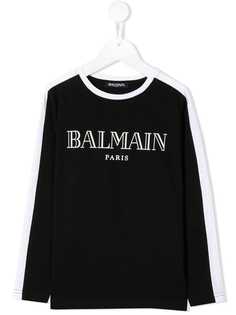 Balmain Kids футболка с логотипом и длинными рукавами