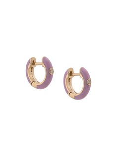 Ef Collection 14kt yellow gold purple enamel diamond huggie earrings