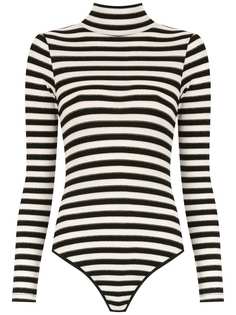 Nk полосатое боди с высокой горловиной