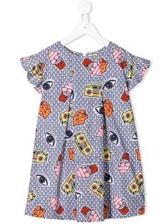Kenzo Kids платье с принтом и складками