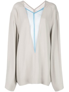 Rick Owens блузка оверсайз с прозрачной вставкой