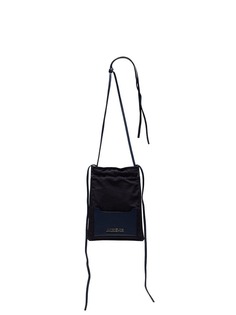 Jacquemus navy blue Le Minot leather detail cotton pouch necklace