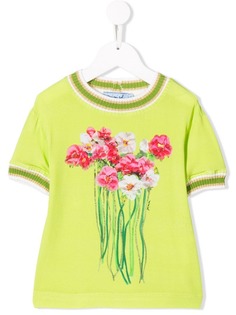 Mi Mi Sol свитер с короткими рукавами и цветочным принтом