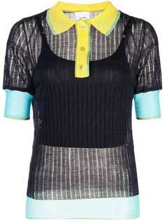 i-am-chen silk panelled polo top