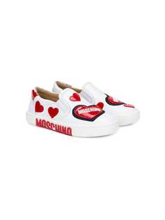 Moschino Kids love heart slip-on sneakers