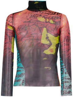 Jean Paul Gaultier Vintage топ с высоким воротом и принтом