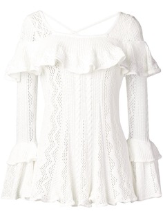 Self-Portrait трикотажный топ с оборками