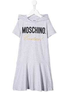 Moschino Kids платье-свитер с капюшоном