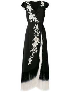 Twin-Set платье с бахромой и цветочной вышивкой