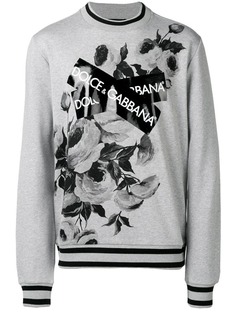Dolce & Gabbana футболка с логотипом и цветочным принтом