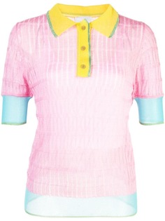 i-am-chen silk panelled polo top