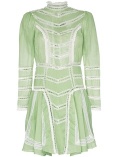 By Timo Organza high-neck lace detail long-sleeved cotton dress