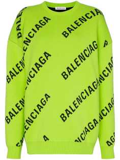 Balenciaga трикотажный свитер свободного кроя с логотипом