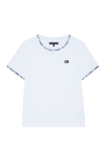 Хлопковая белая футболка с принтом Tommy Hilfiger Kids