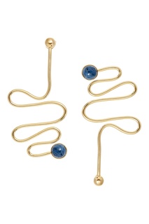 Золотистые серьги с синими камнями Lisa Smith