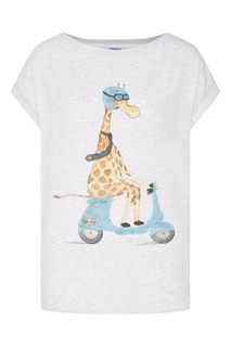 Светло-серая футболка «Жираф на скутере» Lisa&Leo