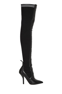 Комбинированные ботфорты черного цвета Fendi