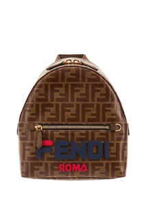 Коричневый мини-рюкзак с монограммами FF Fendi