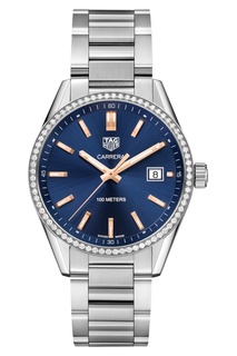 CARRERA Кварцевые женские часы с синим циферблатом и бриллиантами Tag Heuer