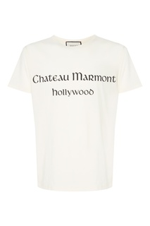 Белая футболка с надписью Gucci