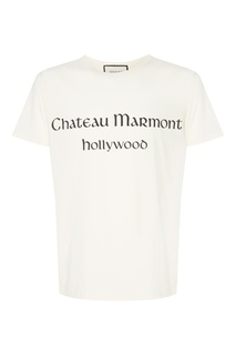 Белая футболка с надписью Gucci