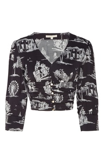 Черно-белый кроп-топ с принтом Maje