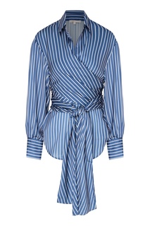 Полосатая блуза с запахом и поясом Maje