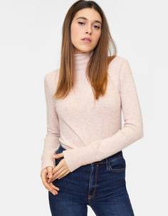 Топ с высоким воротником и отделкой в рубчик Stradivarius