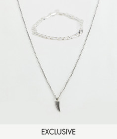 Набор из 2 предметов (ожерелье и браслет) Chained & Able эксклюзивно для ASOS - Серебряный