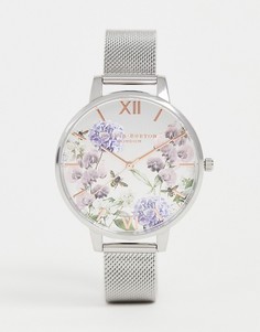 Серебристые часы с сетчатым ремешком Olivia Burton OB16EG117 - Серебряный