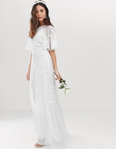 Платье с рукавами клеш и вышивкой ASOS EDITION wedding - Белый