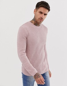 Розовый легкий обтягивающий джемпер вязки косами ASOS DESIGN - Розовый