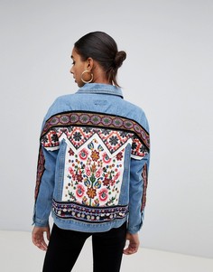 Свободная джинсовая куртка с вышивкой In The Style - Синий