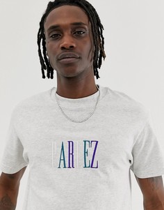 Серая футболка с вышитым разноцветным логотипом Parlez Anderson - Серый