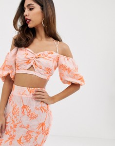 Кроп-топ с бантом и принтом ASOS EDITION - Мульти